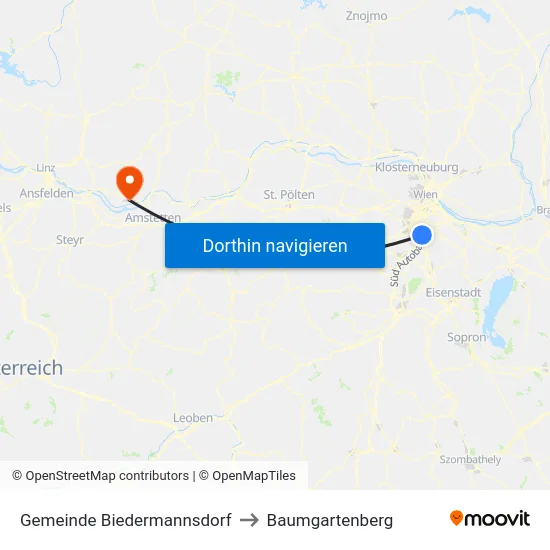 Gemeinde Biedermannsdorf to Baumgartenberg map