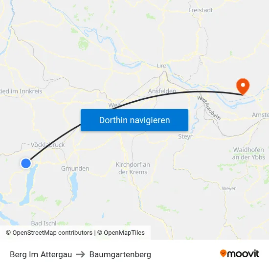 Berg Im Attergau to Baumgartenberg map