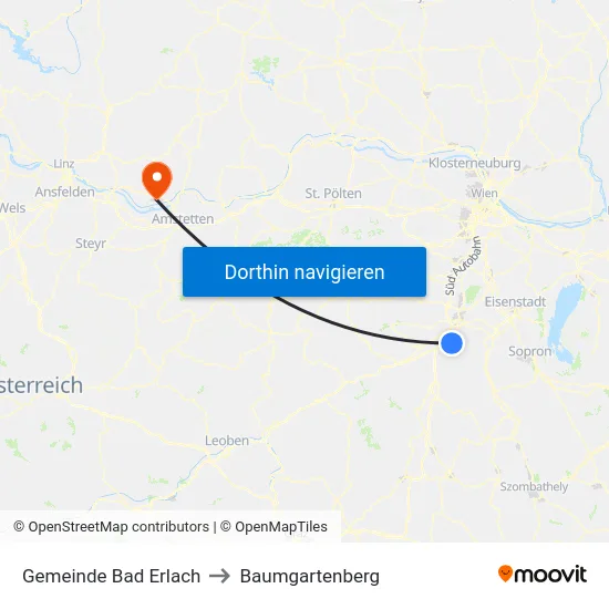 Gemeinde Bad Erlach to Baumgartenberg map