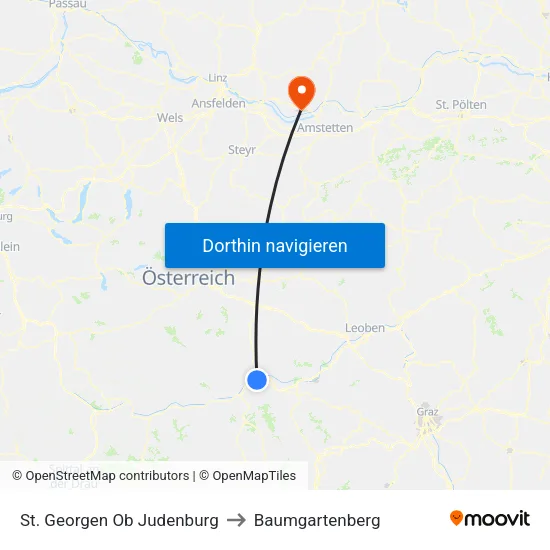 St. Georgen Ob Judenburg to Baumgartenberg map