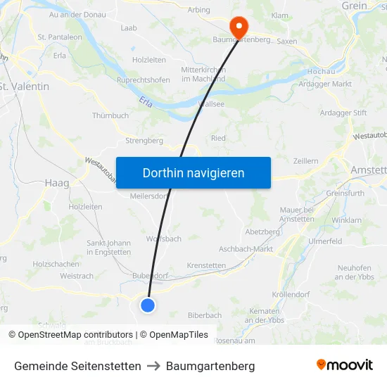 Gemeinde Seitenstetten to Baumgartenberg map