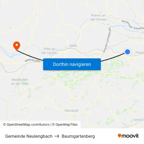 Gemeinde Neulengbach to Baumgartenberg map