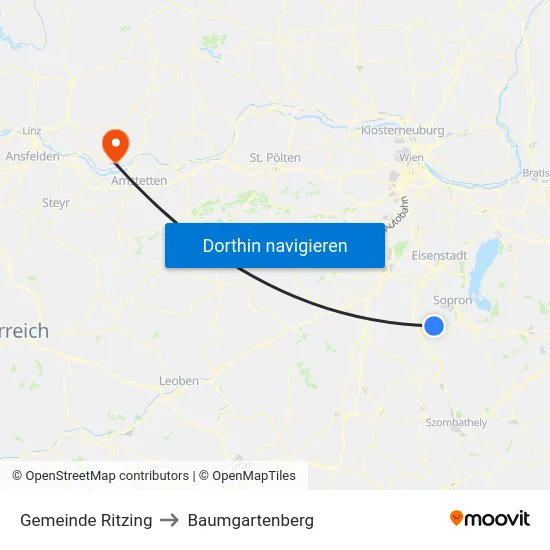 Gemeinde Ritzing to Baumgartenberg map