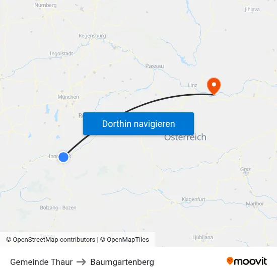 Gemeinde Thaur to Baumgartenberg map