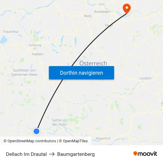 Dellach Im Drautal to Baumgartenberg map