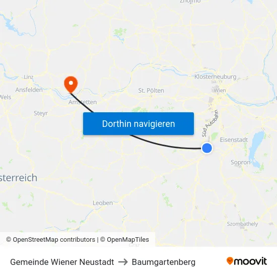 Gemeinde Wiener Neustadt to Baumgartenberg map