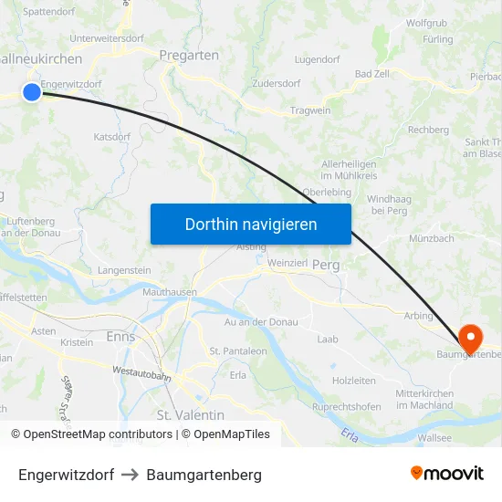 Engerwitzdorf to Baumgartenberg map