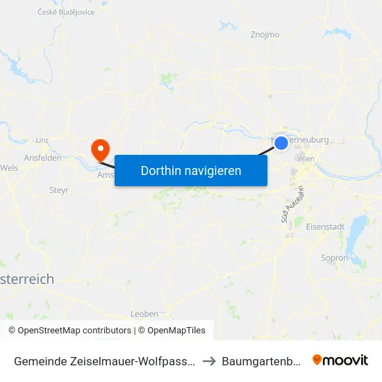 Gemeinde Zeiselmauer-Wolfpassing to Baumgartenberg map