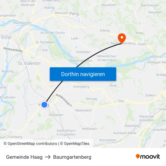 Gemeinde Haag to Baumgartenberg map