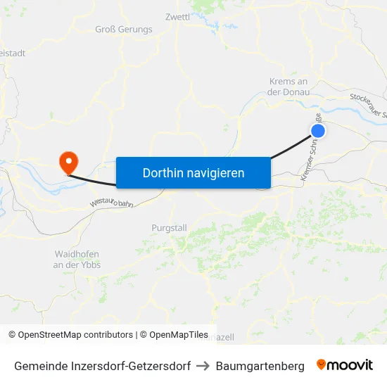 Gemeinde Inzersdorf-Getzersdorf to Baumgartenberg map