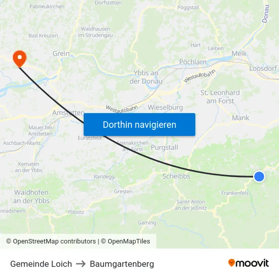Gemeinde Loich to Baumgartenberg map