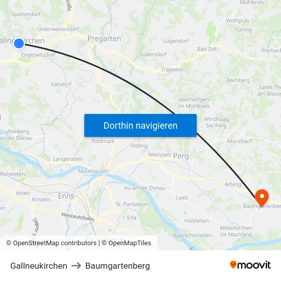 Gallneukirchen to Baumgartenberg map