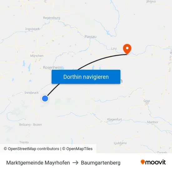 Marktgemeinde Mayrhofen to Baumgartenberg map