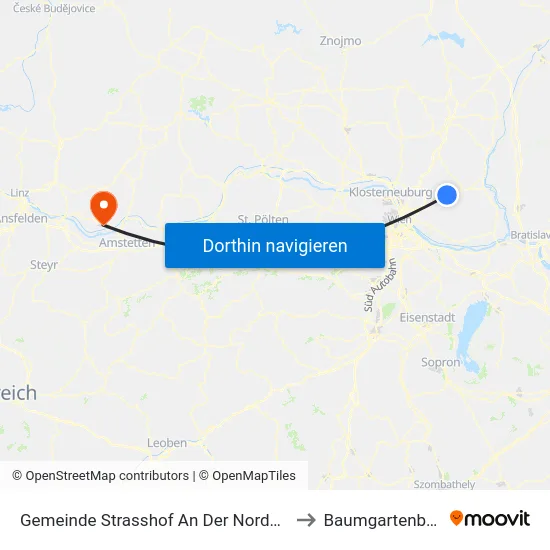Gemeinde Strasshof An Der Nordbahn to Baumgartenberg map
