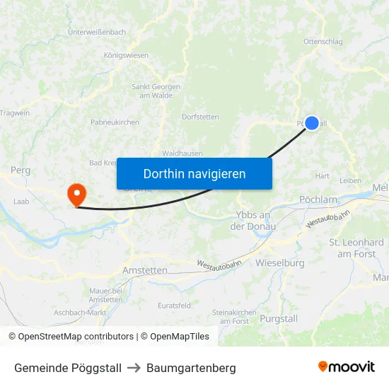 Gemeinde Pöggstall to Baumgartenberg map