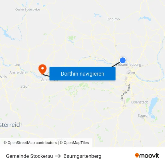 Gemeinde Stockerau to Baumgartenberg map