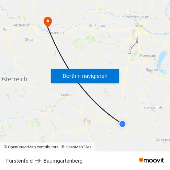 Fürstenfeld to Baumgartenberg map