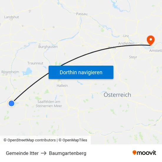 Gemeinde Itter to Baumgartenberg map