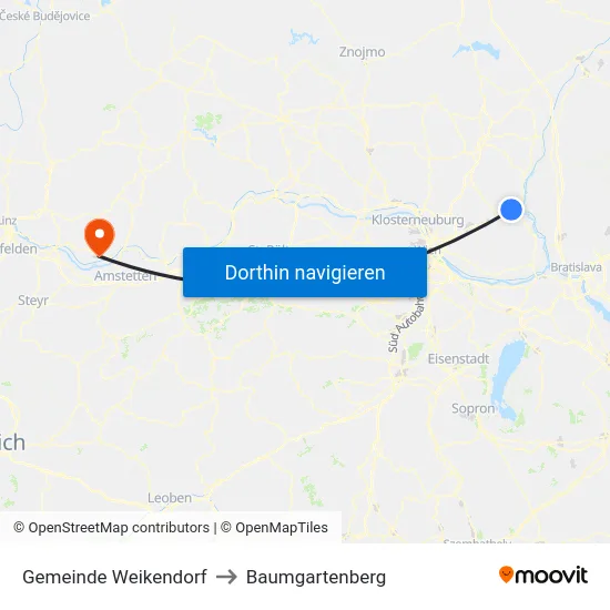 Gemeinde Weikendorf to Baumgartenberg map