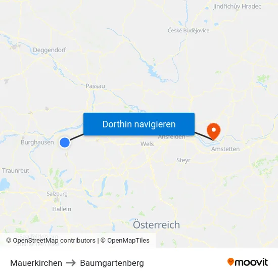 Mauerkirchen to Baumgartenberg map