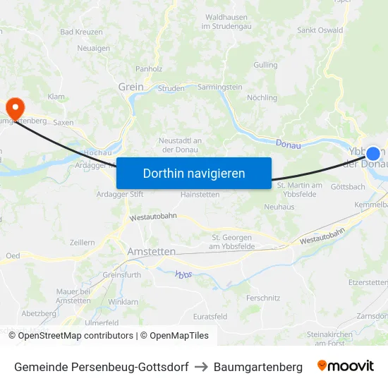 Gemeinde Persenbeug-Gottsdorf to Baumgartenberg map