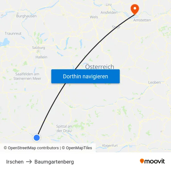 Irschen to Baumgartenberg map