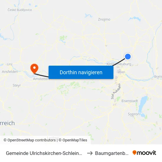 Gemeinde Ulrichskirchen-Schleinbach to Baumgartenberg map