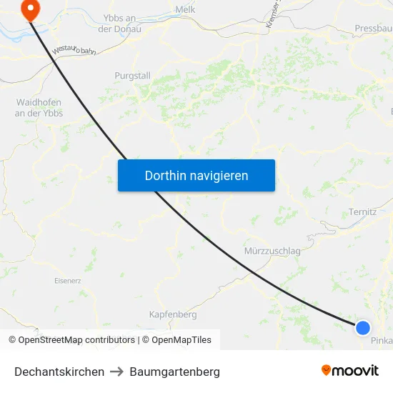 Dechantskirchen to Baumgartenberg map