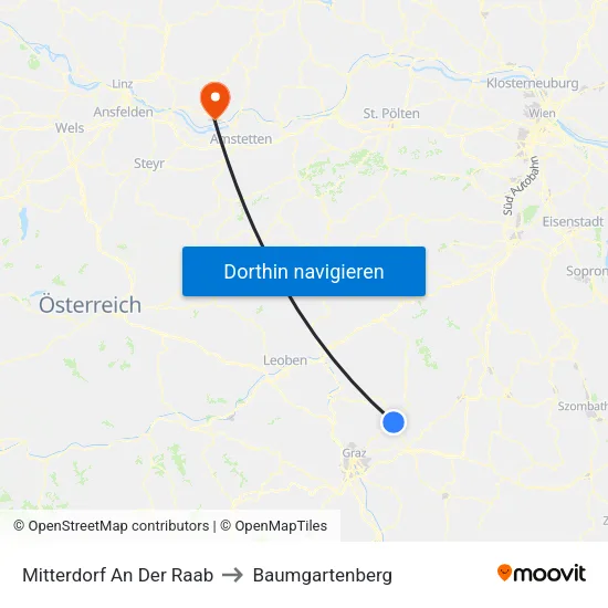 Mitterdorf An Der Raab to Baumgartenberg map