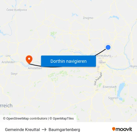 Gemeinde Kreuttal to Baumgartenberg map