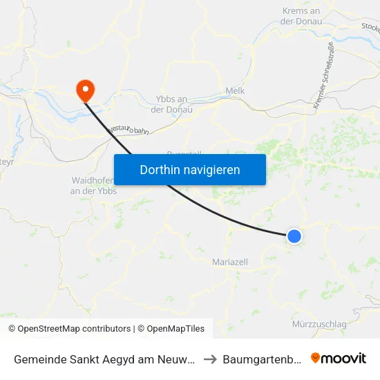Gemeinde Sankt Aegyd am Neuwalde to Baumgartenberg map