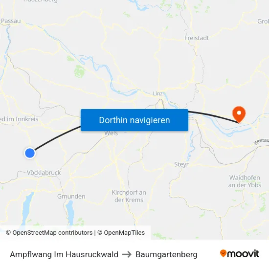 Ampflwang Im Hausruckwald to Baumgartenberg map