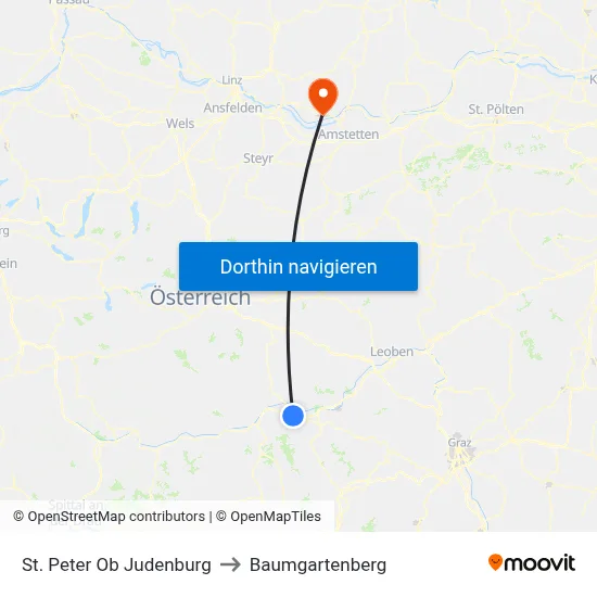 St. Peter Ob Judenburg to Baumgartenberg map