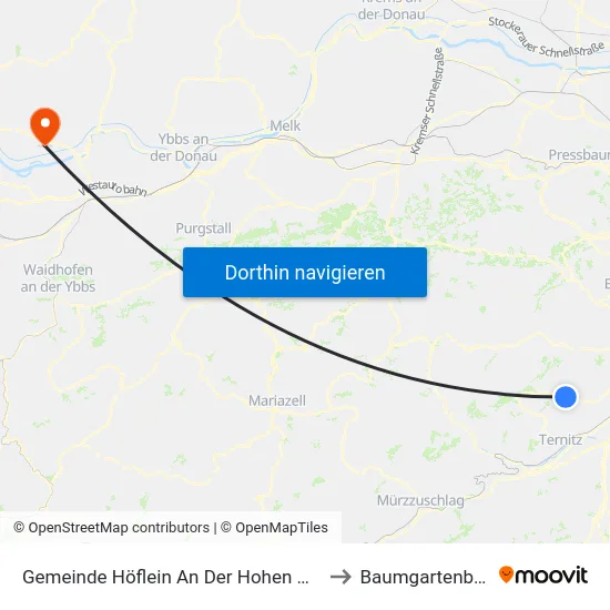 Gemeinde Höflein An Der Hohen Wand to Baumgartenberg map