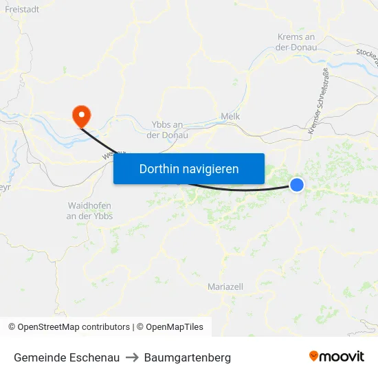 Gemeinde Eschenau to Baumgartenberg map