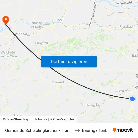 Gemeinde Scheiblingkirchen-Thernberg to Baumgartenberg map