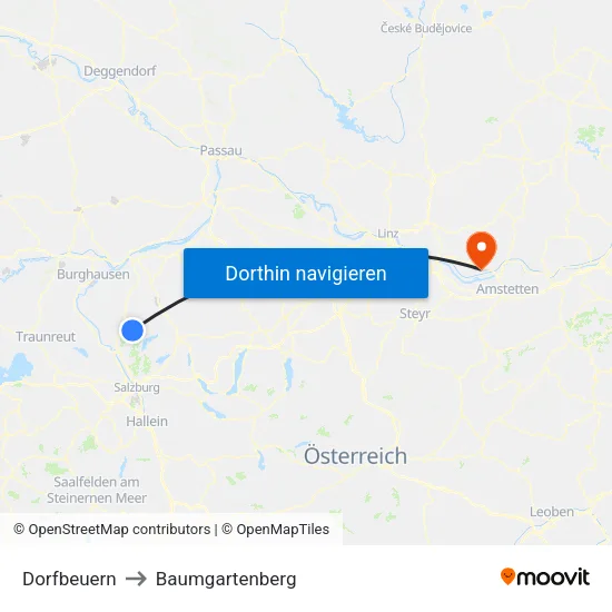 Dorfbeuern to Baumgartenberg map