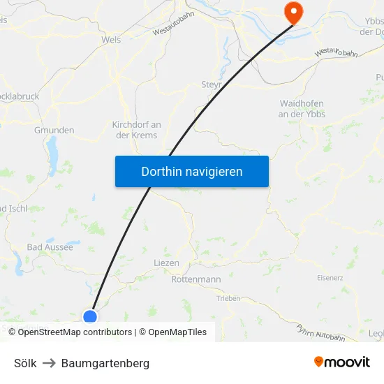 Sölk to Baumgartenberg map