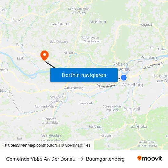 Gemeinde Ybbs An Der Donau to Baumgartenberg map
