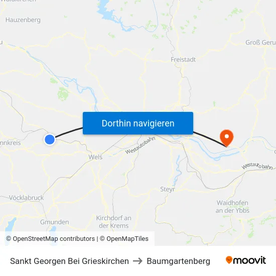 Sankt Georgen Bei Grieskirchen to Baumgartenberg map