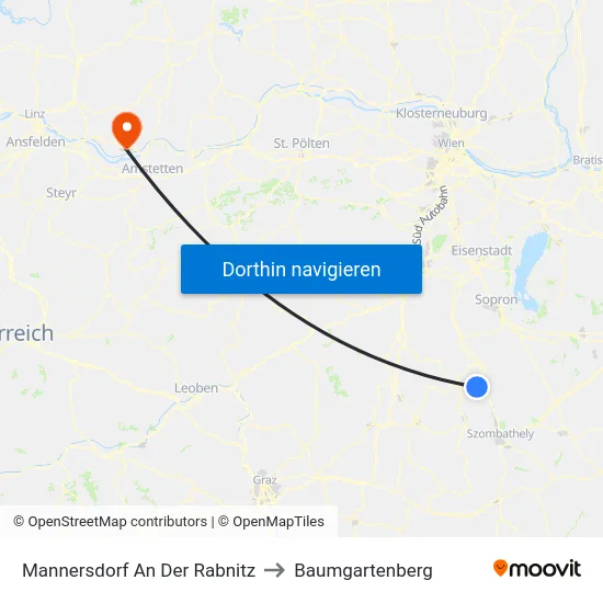 Mannersdorf An Der Rabnitz to Baumgartenberg map