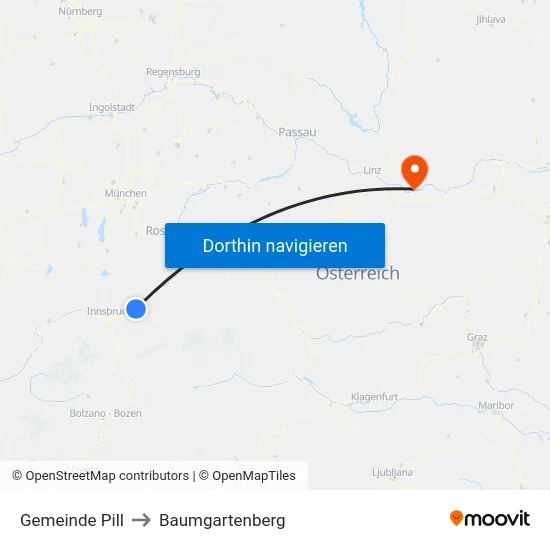 Gemeinde Pill to Baumgartenberg map