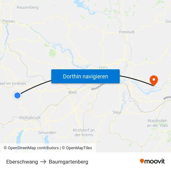 Eberschwang to Baumgartenberg map