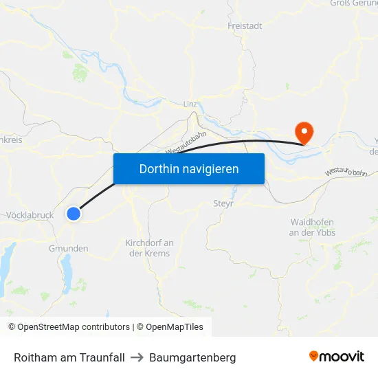 Roitham am Traunfall to Baumgartenberg map