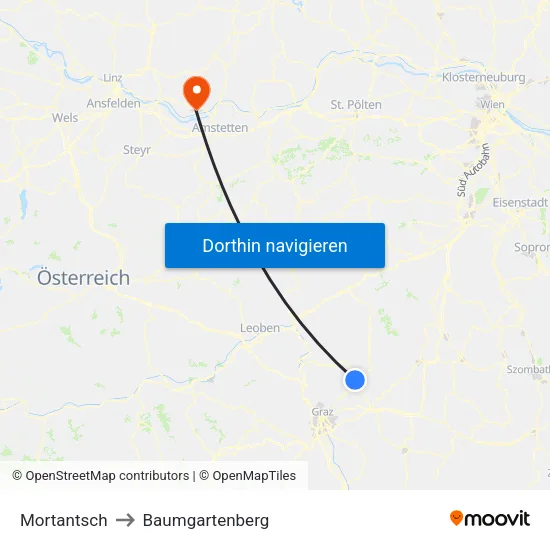 Mortantsch to Baumgartenberg map