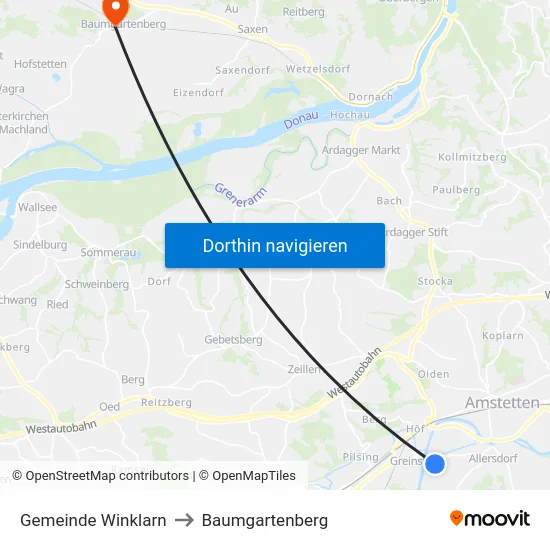 Gemeinde Winklarn to Baumgartenberg map