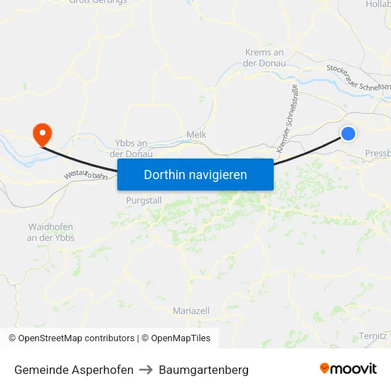 Gemeinde Asperhofen to Baumgartenberg map
