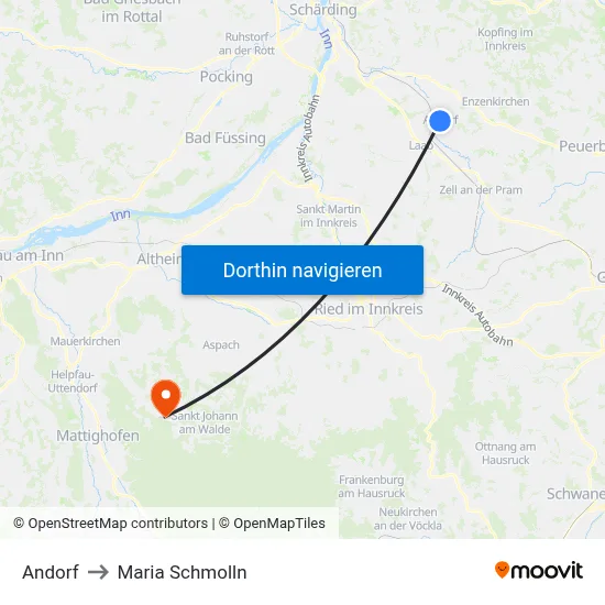 Andorf to Maria Schmolln map