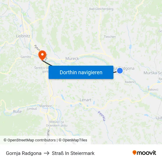 Gornja Radgona to Straß In Steiermark map