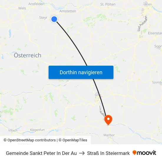 Gemeinde Sankt Peter In Der Au to Straß In Steiermark map